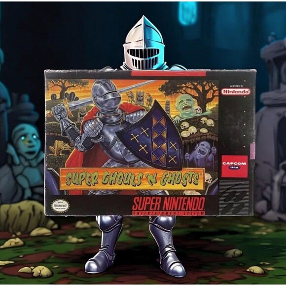 Super Ghouls 'n Ghosts (Super Nintendo, SNES) Complete ** Near-Mint